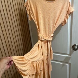 Elegant Orange Ruffle Dress
